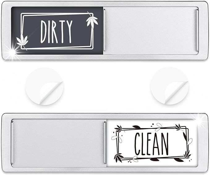 Dishwasher Magnet Clean Dirty Sign Shutter Only Changes When You Push It Non-Scratching Strong Magnet or Adhesive Options Indicator Tells Whether Dishes are Clean or Dirty (Gray/White)