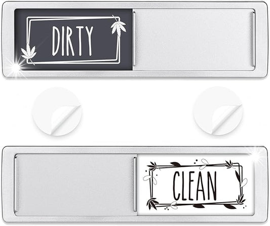 Dishwasher Magnet Clean Dirty Sign Shutter Only Changes When You Push It Non-Scratching Strong Magnet or Adhesive Options Indicator Tells Whether Dishes are Clean or Dirty (Gray/White)