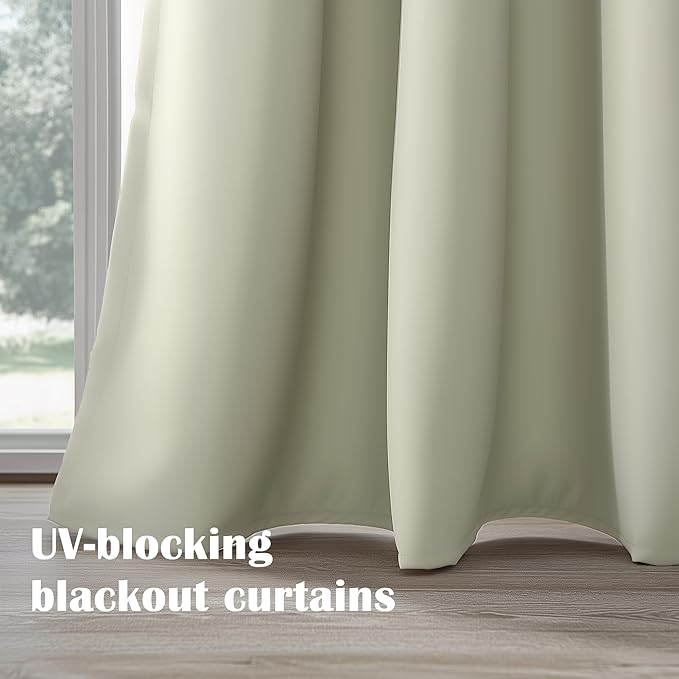 Room Darkening Thermal Insulated Blackout Kitchen Curtains for Bedroom Living Room Natural Curtains with Grommets 55x96 Inch Long 2 Panels