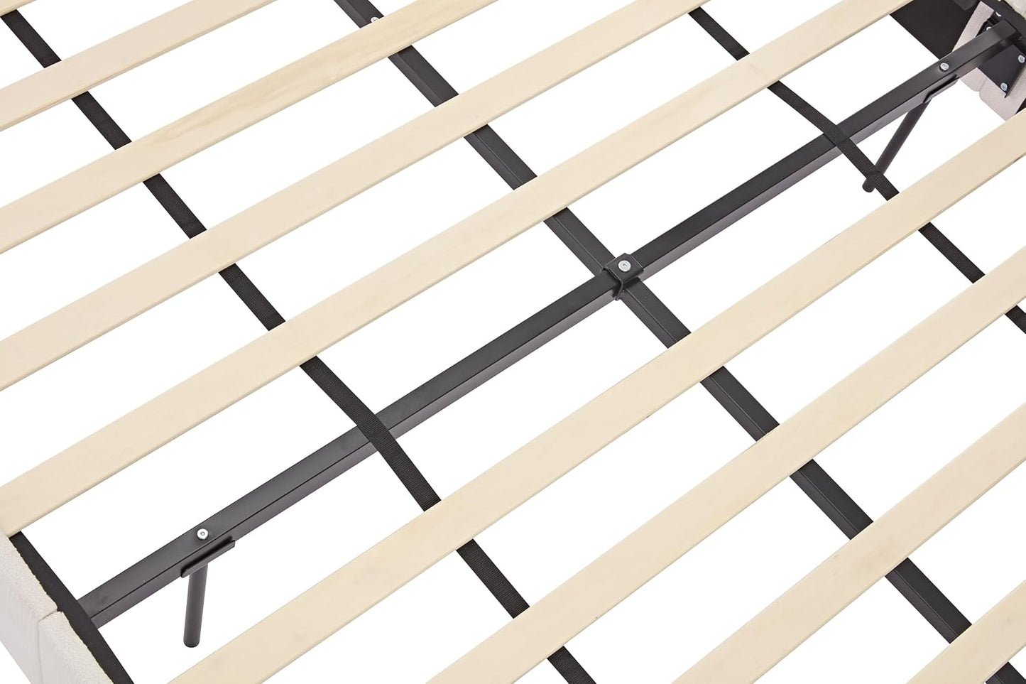 King 54" Tall Headboard Wingback Upholstered Platform Bed Frame Elegant Simplicity Chenille for Bedroom Strong Wood Slats Support No Box Spring Needed Easy Assembly No Noise Cream White