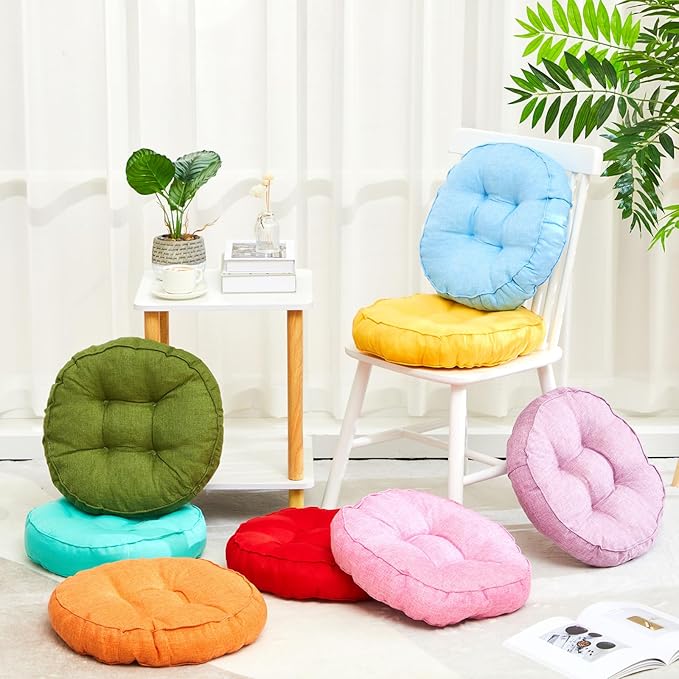 Juexica 8 Pcs Floor Cushions for Kids Floor Pillows Flexible Seating Cushions 3.5'' Thick Flexible Seating Classroom Furniture Meditation Seat Pillows for Home Nursery Yoga Decor(Multicolor,Round)