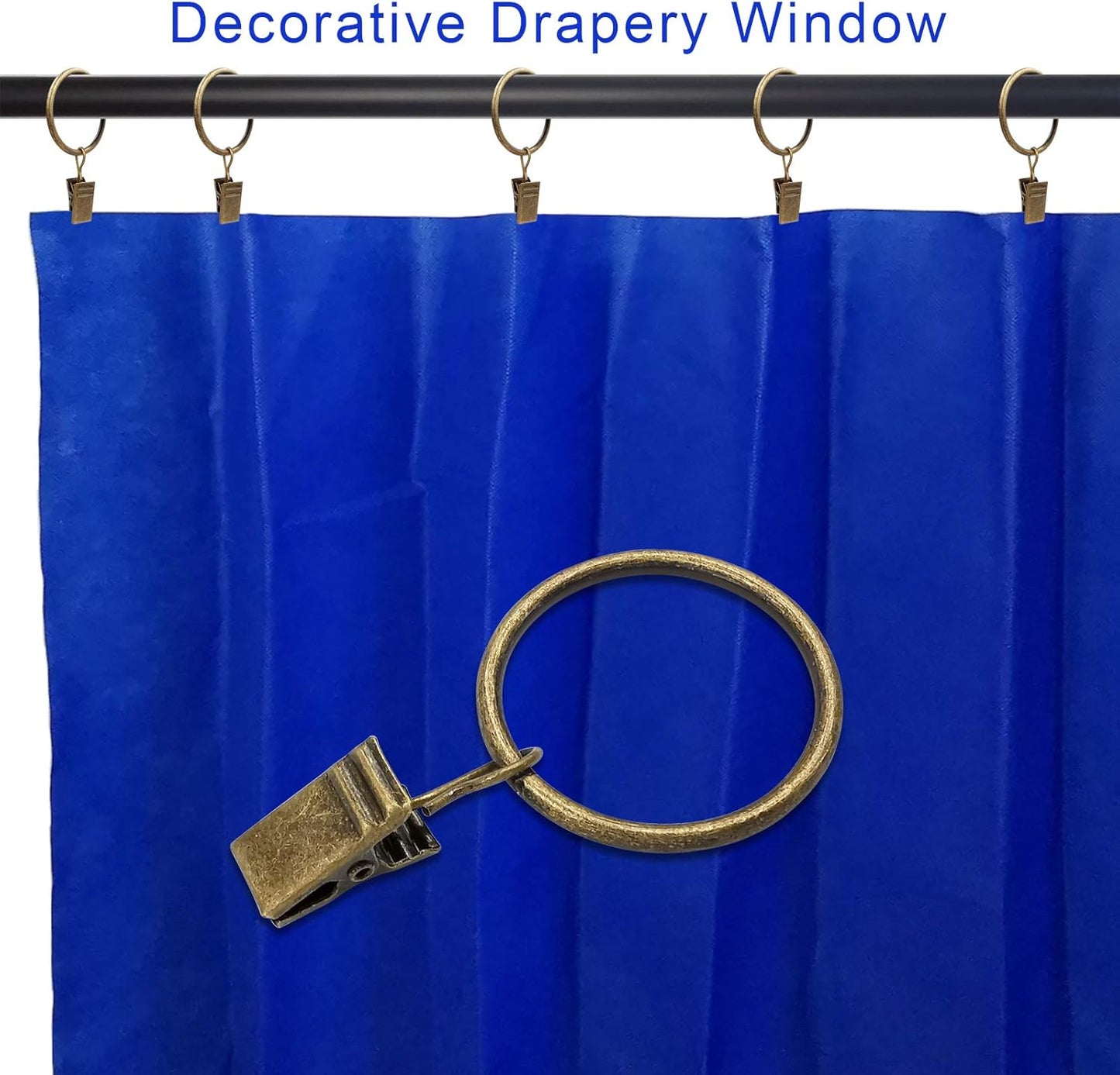 40 Pack Curtain Rings with Clips, Drapery Clips with Rings, Drapes Rings 1.26 in Interior Diameter, Fits up to 1 in Curtain Rod, Bronze