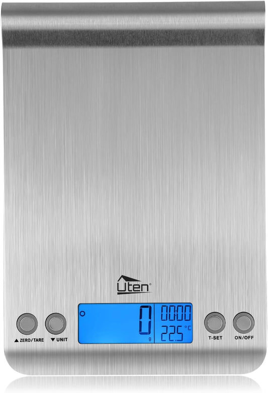 Digital Kitchen Scale Ultra Slim Multifunction Stainless Steel Hook Design Food Scale 11lb 5kg with Back-Lit LCD Display Ideal for Measuring Ingredients and Liquids