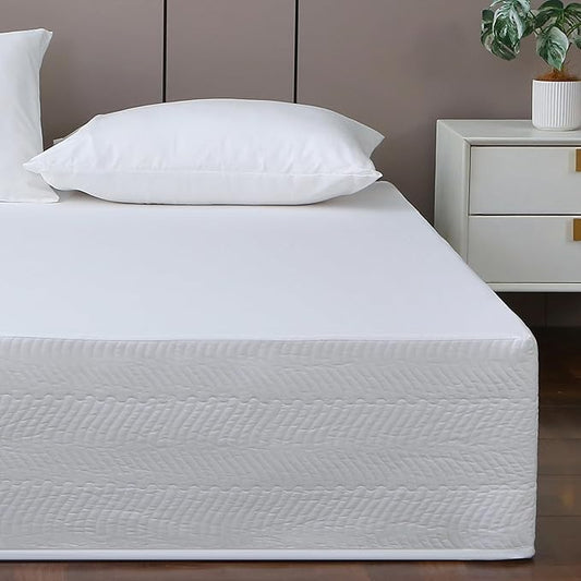 King Bed Skirt-Box Spring Cover with 14 Inch Tailored Drop,Wrinkle and Fade Resistant Hotel Wrap Around Bed Skirts,Bed Frame Cover (Wave Pattern White, King)