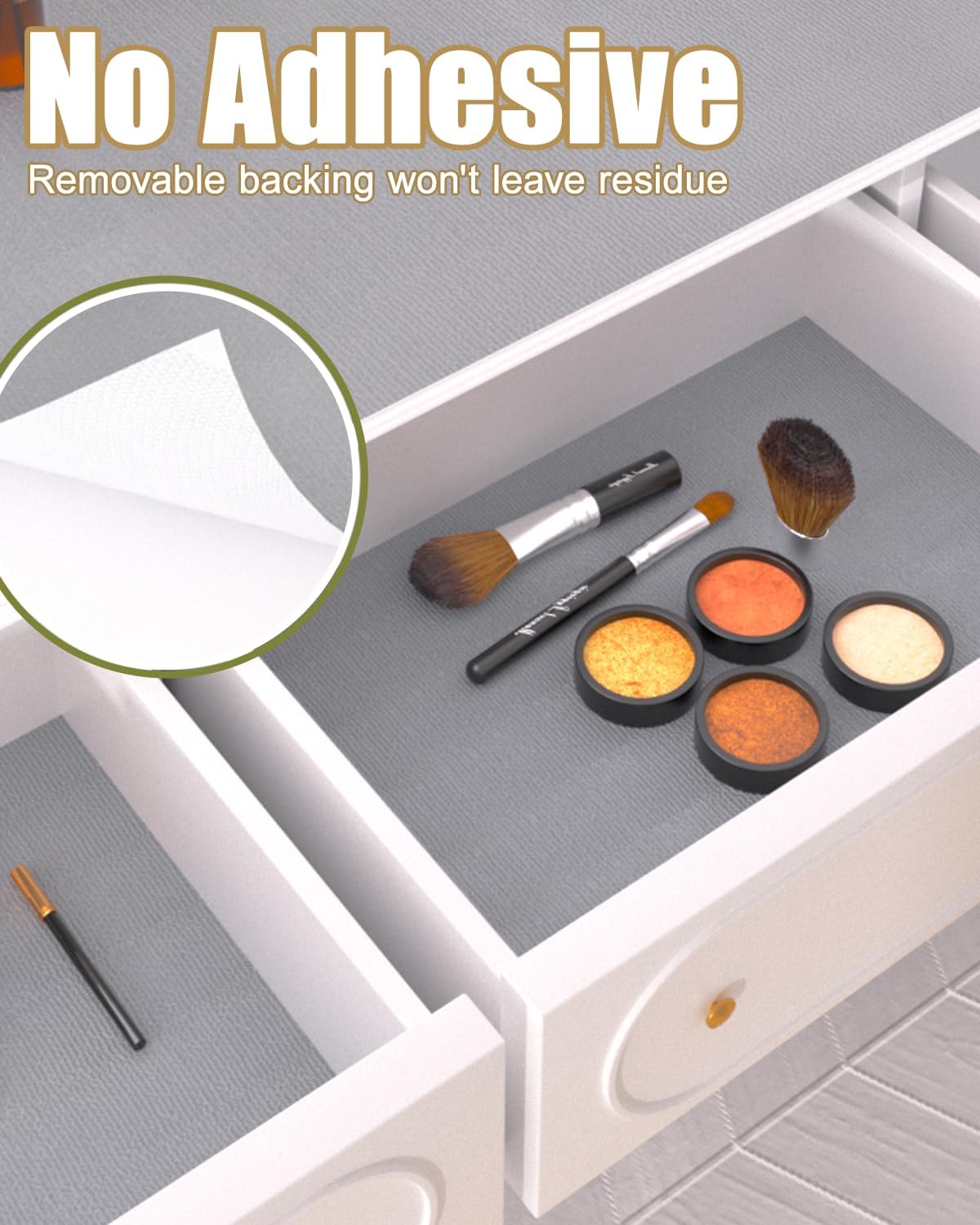 Drawer and Shelf Liner, Non-Adhesive Kitchen Cabinet Liners, Non Slip Shelf Paper Waterproof Washable Thickened for Dresser Pantry Shelve Bathroom Protector