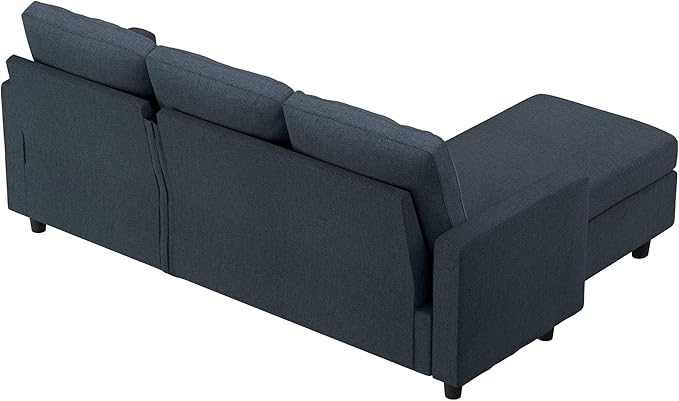 HONBAY Convertible Sectional Sofa, L Shaped Couch with Reversible Chaise for Small Space, Blue