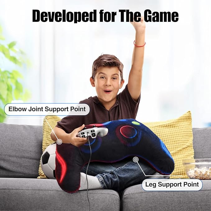 Meeting Story Game Controller Shaped Plush Throw Pillow Cushion for Boys and Girls Gamer Room Decoration for Sofa Couch/Computer Chair/Bed Gifts for Teen Boys Gaming Toy Pillow (Red Blue, Large)
