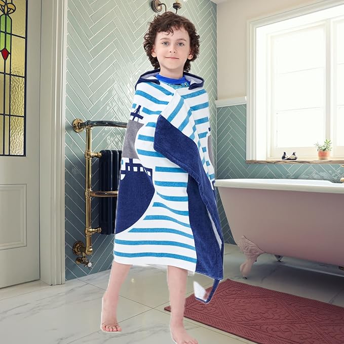 Kids Bath Towels, Kids Towel Girls Boys Hooded Beach,Bathroom,Pool Swim Towels 30 × 50 INCH Large Size Ultra Absorbent Cute Cartoon Animal Full Vitality 100% Cotton Wearable Wrap for Child
