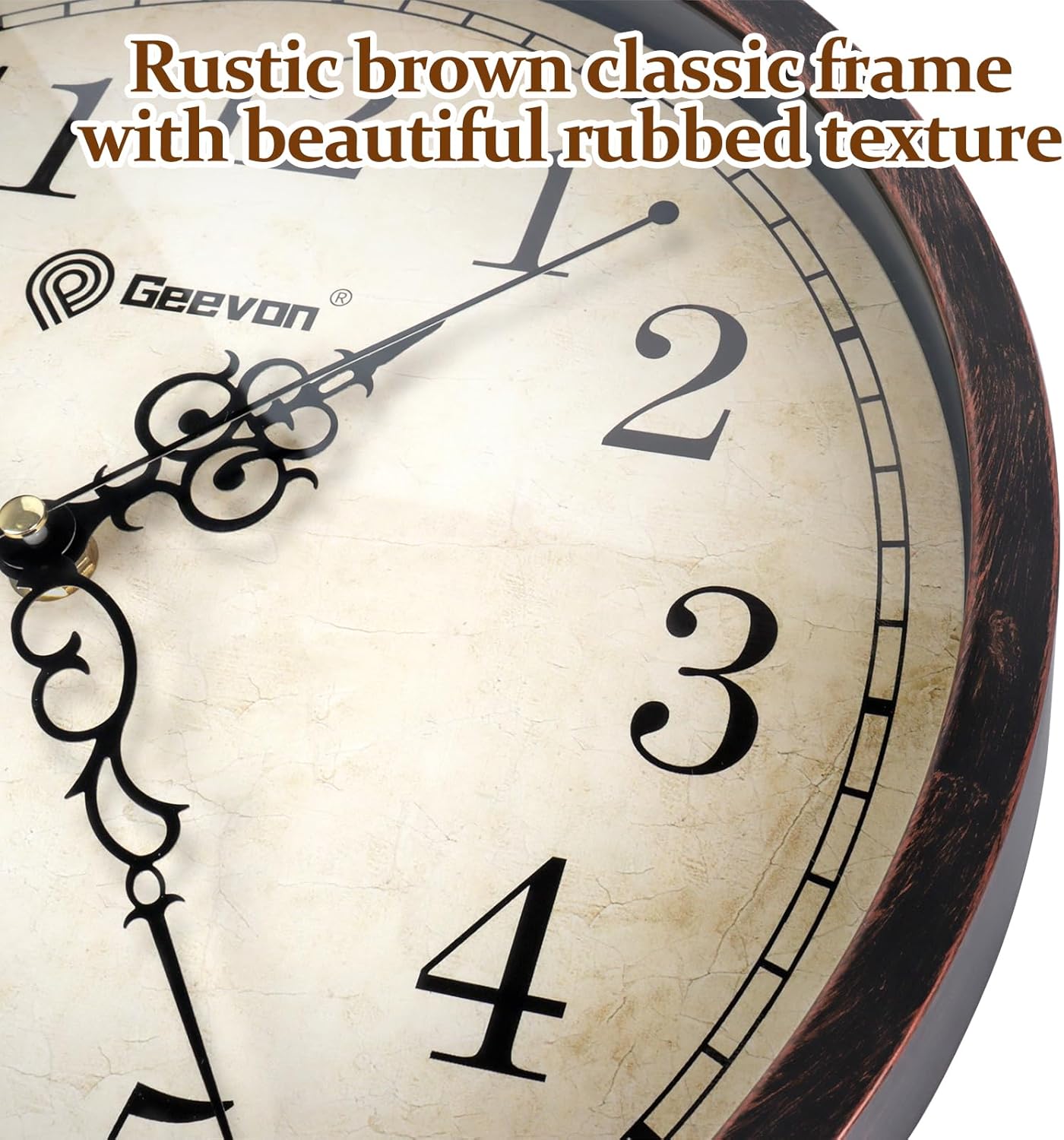 Geevon Retro Silent 12 Inch Wall Clock Non Ticking, Rustic Vintage Clock Quartz Decorative, Battery Operated Wall Clock for Kitchen/Office/Classroom/Bedroom/Living Room Decor