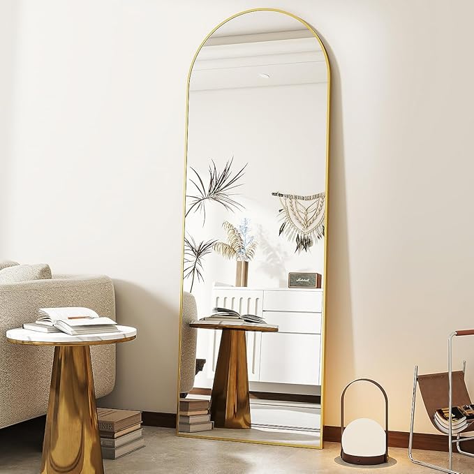 18 x 58 inch Arched Full Length Mirror, Gold Arch Floor Mirror Full Length with Stand, Full Body Standing Mirror for Living Room, Bedroom, Hanging or Leaning Against The Wall