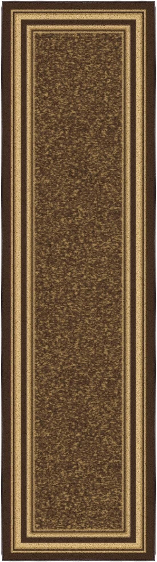 Ottomanson Hallway Runner Rug 1'10" x 7' Non Slip Border Area Rugs Easy to Clean Laundry Rug Runner Durable & Pet Friendly Floor Carpet Runners for Hallways Entryway Living Room Kitchen, Brown
