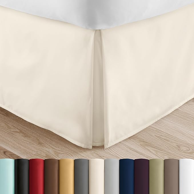 Linen Market Bed Skirt - Ultra Soft Microfiber - Easy Fit with 14 Inch Tailored Drop - Hotel Quality, Shrinkage & Fade Resistant - Bed Cover - Cal King Bed Skirt - Bedroom Décor - (Cal King, Ivory)