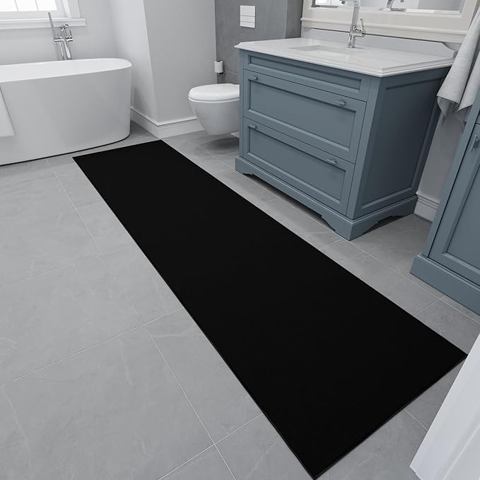 Ottomanson Hallway Runner Rug 2'7" x 9'10" Non Slip Solid Area Rugs Easy to Clean Laundry Rug Runner Durable & Pet Friendly Floor Carpet Runners for Hallways Entryway Living Room Kitchen, Black