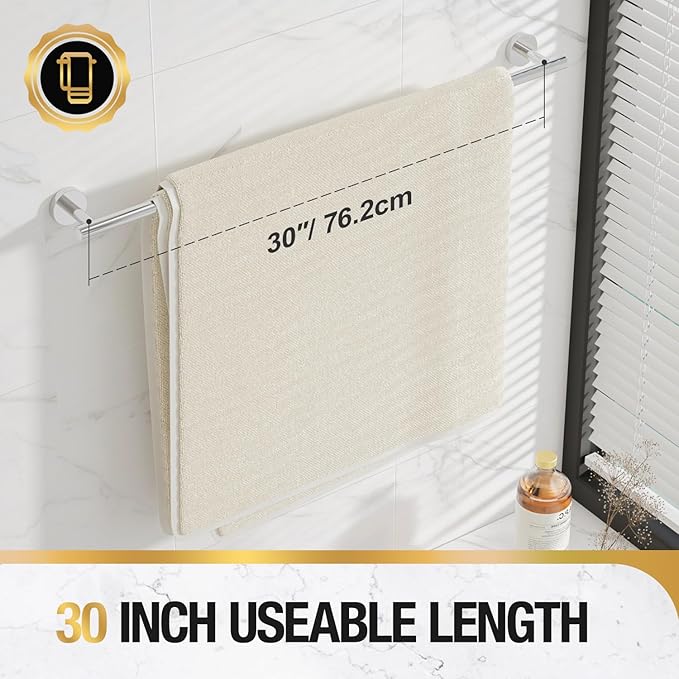 HITSLAM Chrome 31.6 Inch Towel Bar for Bathroom, SUS304 Stainless Steel Bathroom Towel Rack Wall Mounted, Modern Home Decor Bath Towel Holder with Hardware Accessories