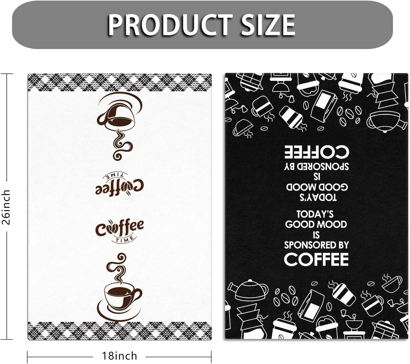 Kitchen Towels Dish Towels for Fitchen Decorative Coffee Towels for Coffee Bar Kitchen Hand Towels Decorative 2 Pcs of 18×26 Inch