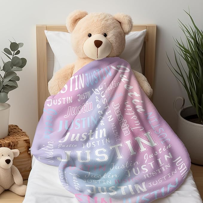 Ship Next Day, Custom Name Blanket - Printed in USA, Personalized Baby Blankets for Girls, Baby Blanket with Name, Ultra-Soft Cozy Fleece Blankets, Gifts for Boys & Girls Kids Teen Girl New Mom