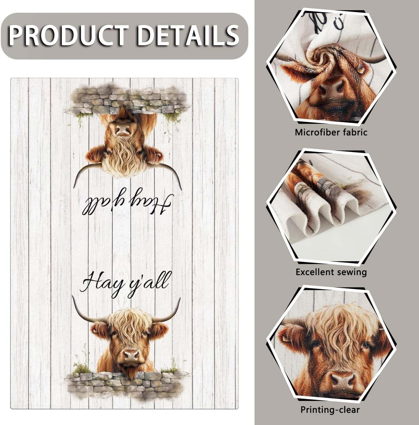 Fall Kitchen Towels Highland Cattle Kitchen Hand Towel Farmhouse Kitchen Towels Farm House Kitchen Decorations Farm Kitchen Decor 2 Pcs of 18×26 Inch