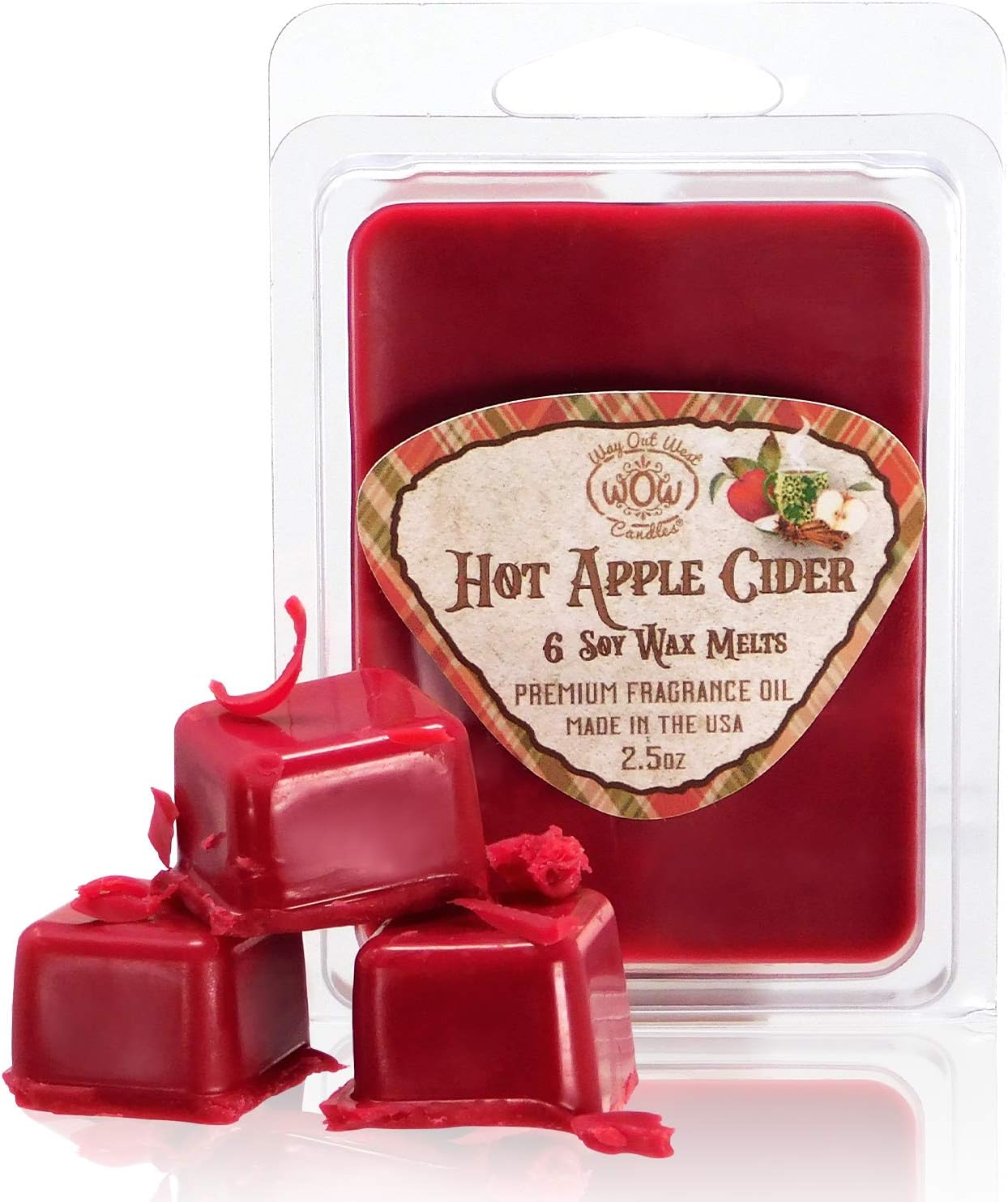 Scented Wax Melts for Wax Warmers - Highly Fragrant Air Freshener - 4 Pack Set of 6 Melt Cubes - Made in USA by Way Out West Candles (4, Hot Apple Cider)