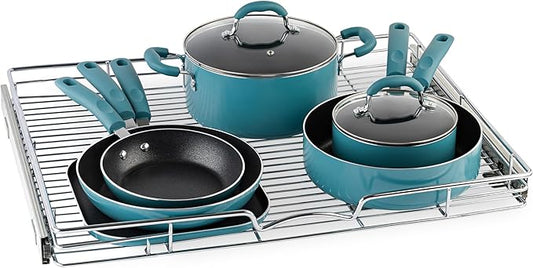 HOLDN’ STORAGE Pull Out Cabinet Organizer, Heavy Duty Caddy w/Lifetime Limited Warranty - 28”W x 21”D - Requires At Least 29-1/4” Cabinet Opening, Steel Metal Cabinet Drawers Slide Out, Chrome