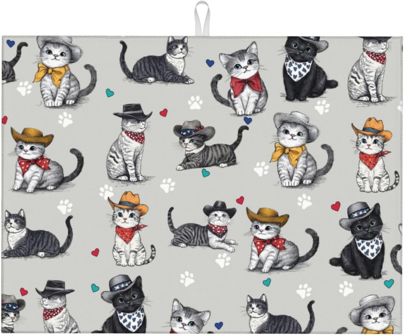 Pet Lover Cat Dish Drying Mat 18x24 For Kitchen Counter Absorbent Microfiber Dishes Pad Dish Drainer Rack Mats Fast Dry Kitchen Accessories