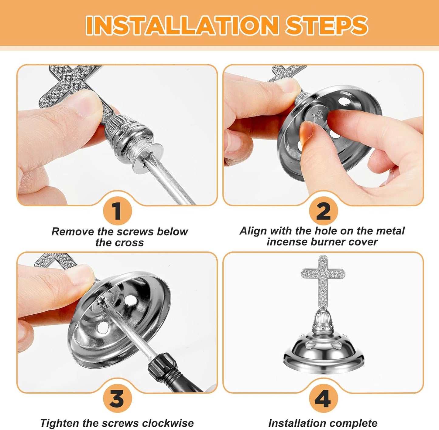 Zonon 2 Sets Incense Burner with Tong, Frankincense Charcoal Incense Stand Holder, Ideal for Yoga, Spa, Aromatherapy, Home and Christian Church Censer (Sliver)