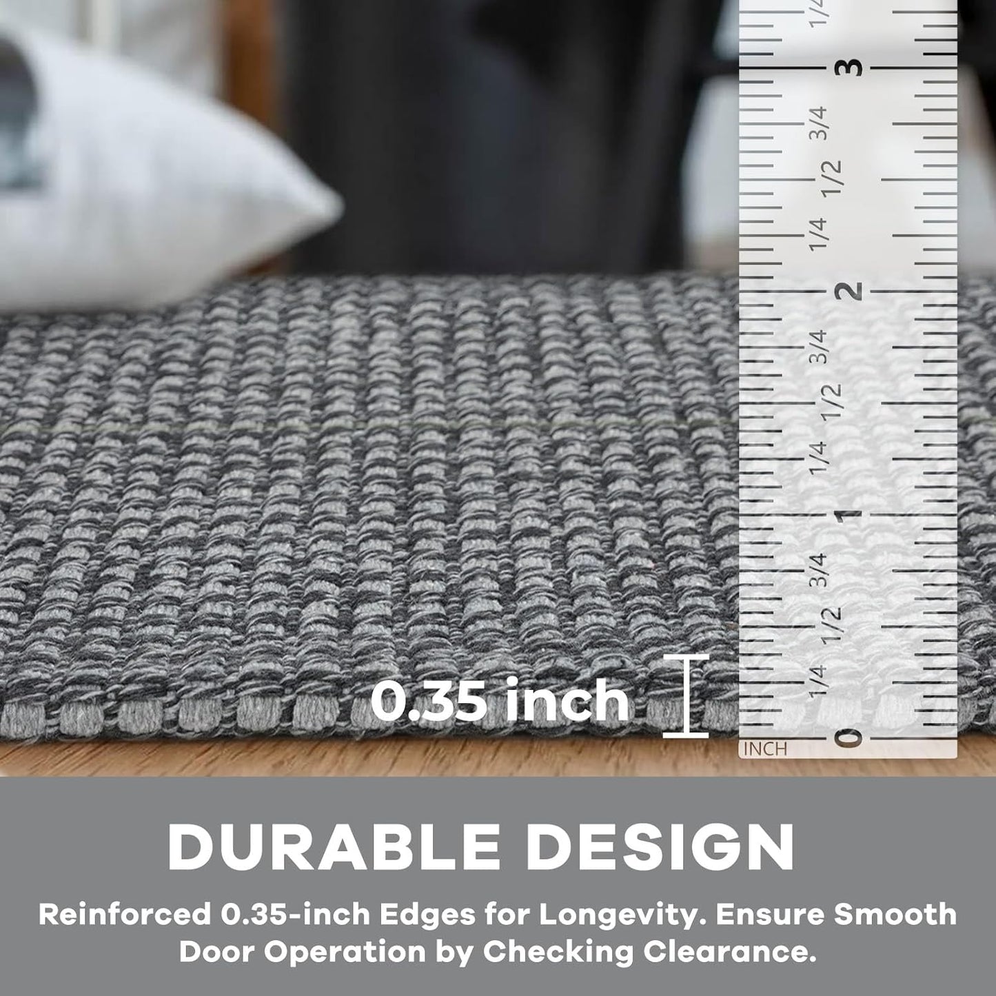KOZYFLY Extra Long Runners for Hallways 3x20 ft Washable Kitchen Runner Non Slip Rubber Backed Hallway Rug Cotton Entryway Runner Rug Floor Carpet for Indoor Hall, Kitchen, Stair, Grey/Dark Grey