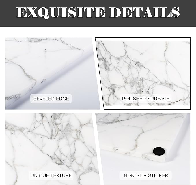Natural Marble Board for Kitchen - 10" x 8" Stone Slab, Marble Cheese Pastry Board for Counter, Bathroom Trays, Serving Tray Jewelry Candle Plate (Arabescato)