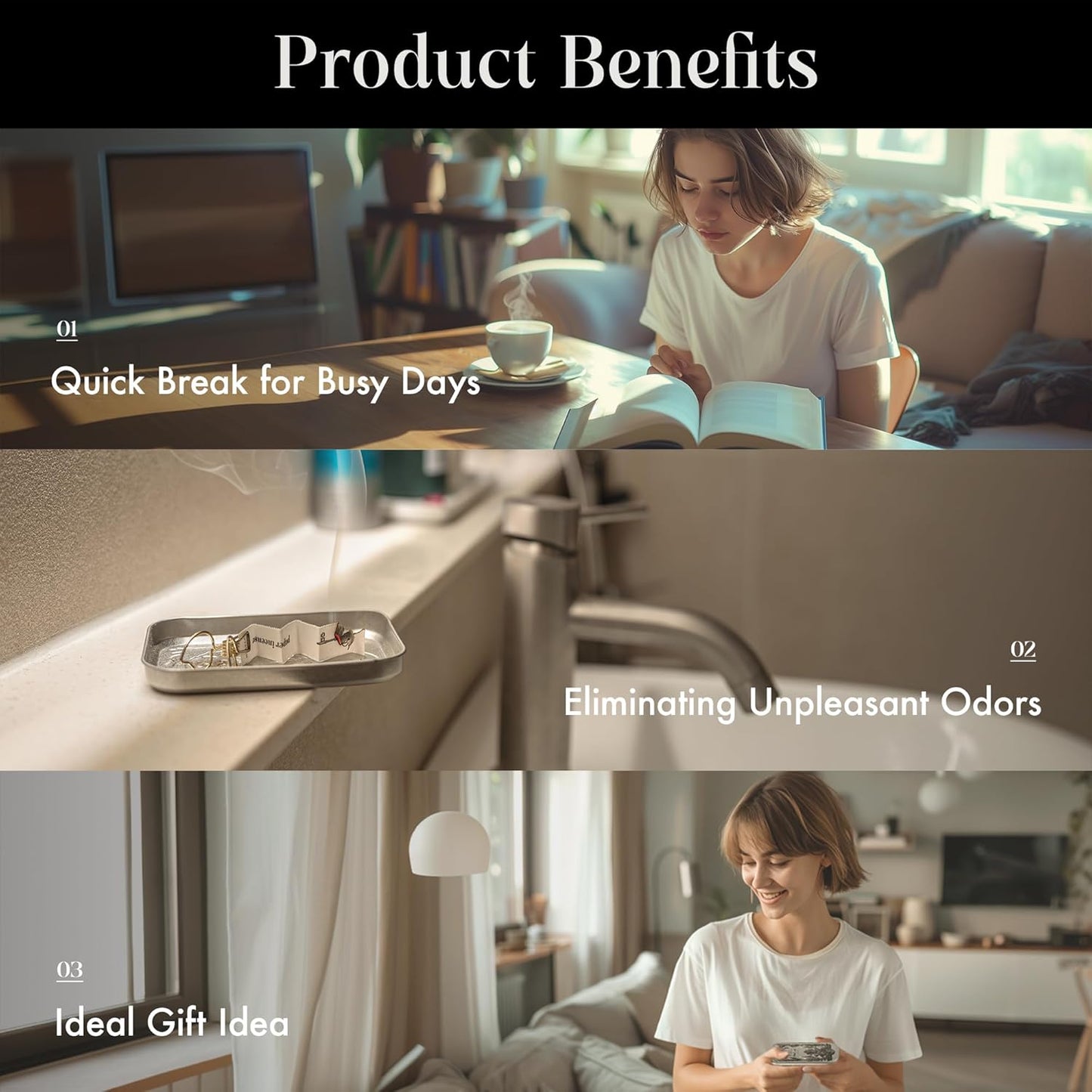 Paper Incense - 48pcs with Vintage Tin Case, Burning Papers Infused with Natural Essential Oils, Quick Usage & Long-Lasting Fragrance, Eliminating Bathroom, Kitchen, Pet Odors - Forest Dream