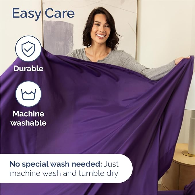 Split King Size 5 Piece Sheet Set - Comfy Breathable & Cooling Bed Sheets Set - Hotel Luxury Bedding for Women, Men, Kids, Teens, Boys & Girls - Deep Pockets, Soft, Wrinkle Free - Oeko-Tex - Purple