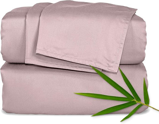 Pure Bamboo California King Sheets, Genuine 100% Organic Viscose Derived from Bamboo Bed Sheet Set, Soft & Cooling, Double Stitching, Lifetime Quality Promise (California King, Dusty Pink)