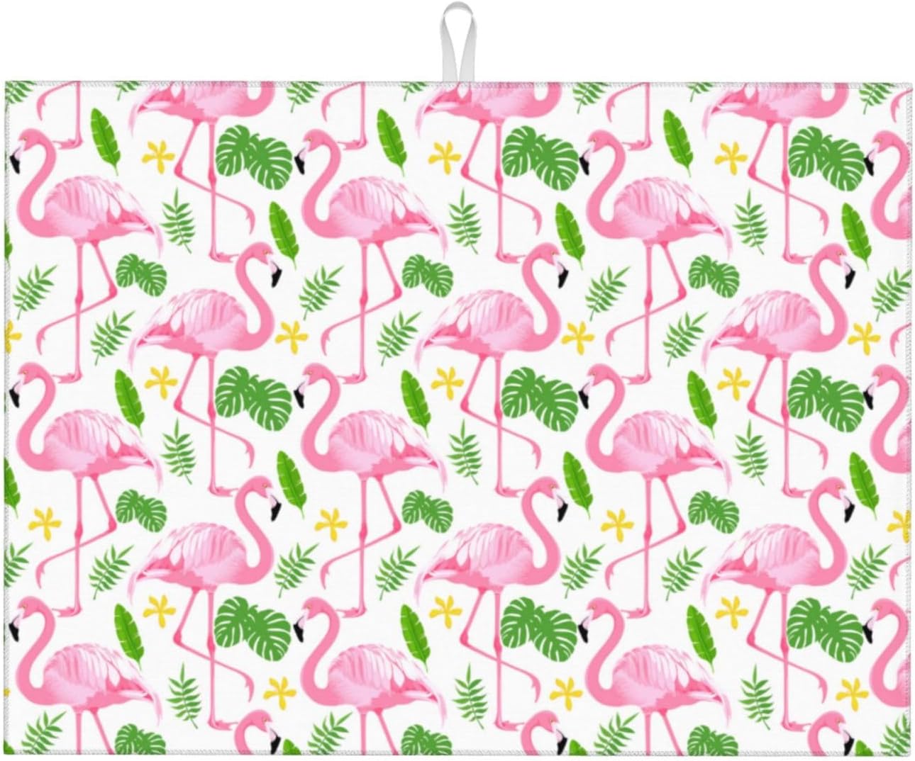 Pink Flamingo Leaf Dish Drying Mat 18x24 For Kitchen Counter Absorbent Microfiber Dishes Pad Dish Drainer Rack Mats Fast Dry Kitchen Accessories