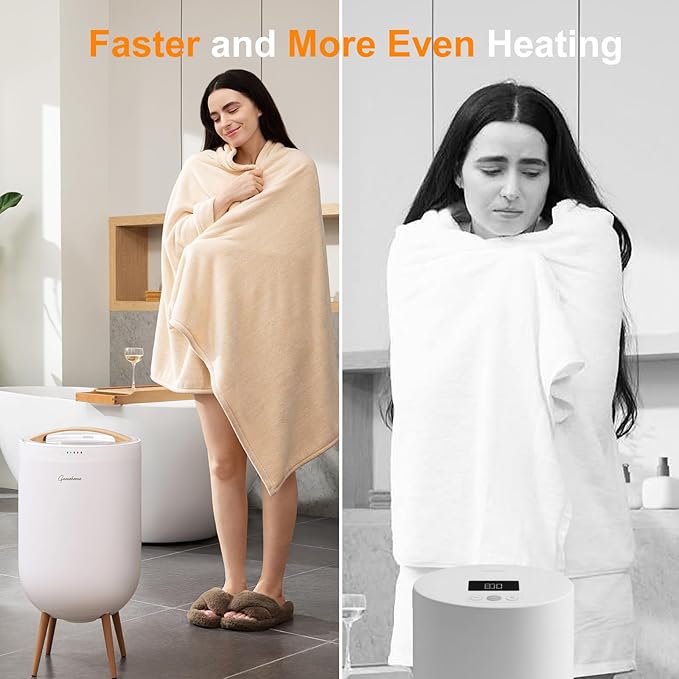 Towel Warmer Luxury Heated Bucket – Bluetooth Speaker, Ambient Light & Auto Shut Off – Fits Two 40"x70" Towels, Bathrobes, Blankets – Great Gift Idea