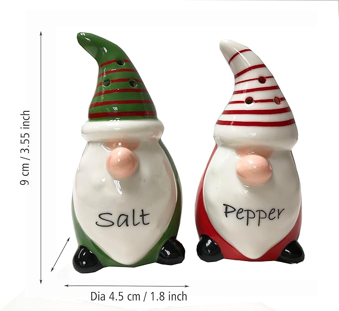 KARALIN Ceramic Salt & Pepper Shaker Sets Tabletop Accessories Cute Farmhouse Design Family Gifts with Gift Box Ready (Red & Green)