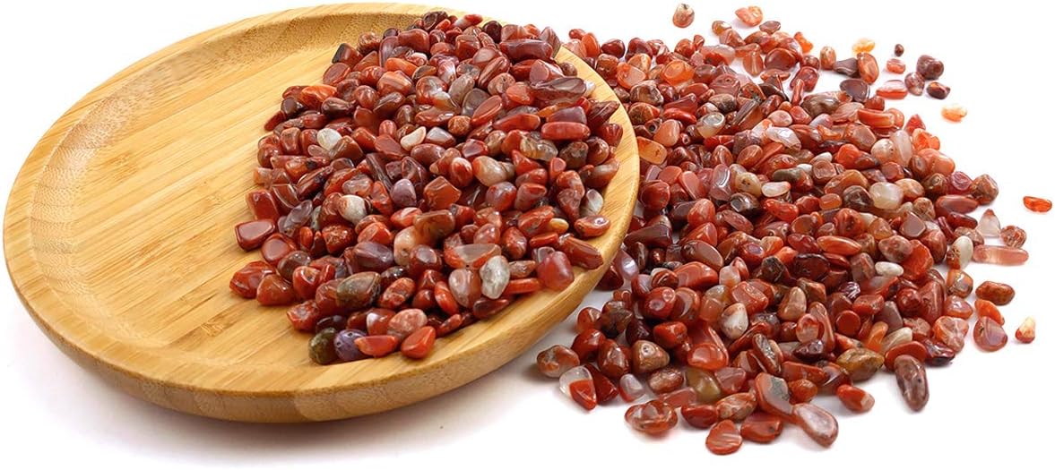 WAYBER Decorative Stones, 2 Lbs/920g (Fill 1.8 Cups) Natural Red Agate Pebbles Irregular Crystal Rock Gravel for Aquarium Turtle Tank Decoration/Succulent Plant Landscape/Flowerpot Vase Ornament