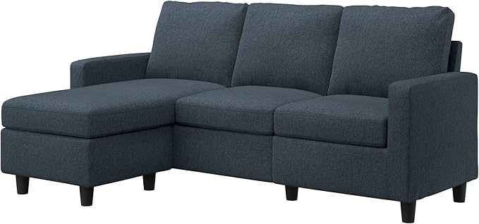 HONBAY Convertible Sectional Sofa, L Shaped Couch with Reversible Chaise for Small Space, Blue