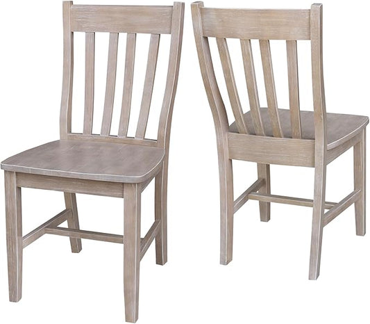 International Concepts Set of Two Cafe Dining Chairs, Washed Gray Taupe