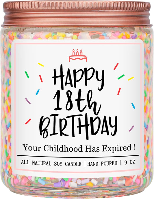 Homsolver 18th Birthday Gifts for Girls, Vanilla Scent Ideas 18th Birthday Candles for Women Sister, Daughter, Best Friends, Handmade Aromatherapy with 50+ Hour Burn Time, Funny Birthday Decorations