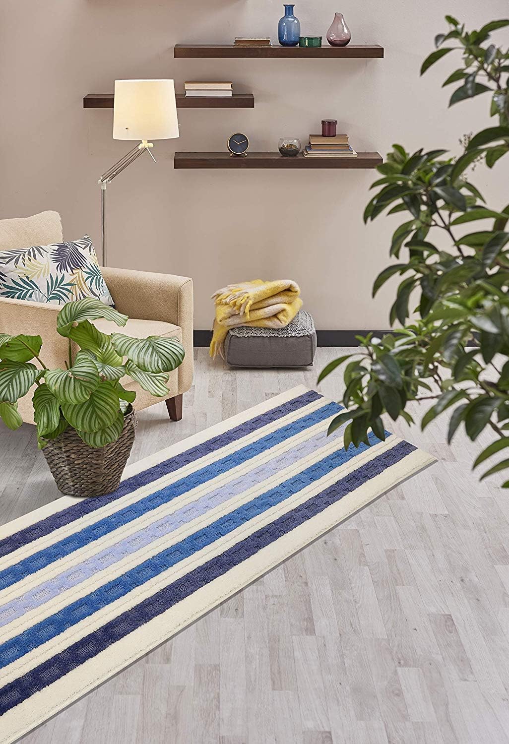 Custom Length Hallway Runner Rug,Slip Resistant,Chain Blue, 26 Inch X 35 feet, Sold and Priced Per Foot