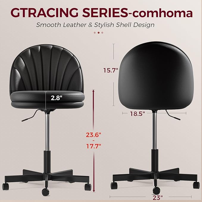 GTRACING Small Ergonomic Tall Office Chair, Computer Desk Chair with Wheels Versatile Height Use: Office to Bar Stools (or Standing Desk), Vanity Chair with Back PU Leather Shell Design for Gift