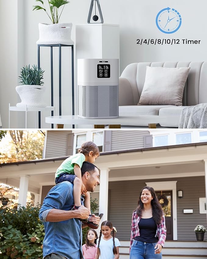 VEWIOR Air Purifiers for Home, Air Purifiers for Large Room up to 1200 sq.ft, H13 True HEPA Air Filter with Fragrance Sponge 6 Timers Quiet Air Cleaner for Pet Dander Wildfire