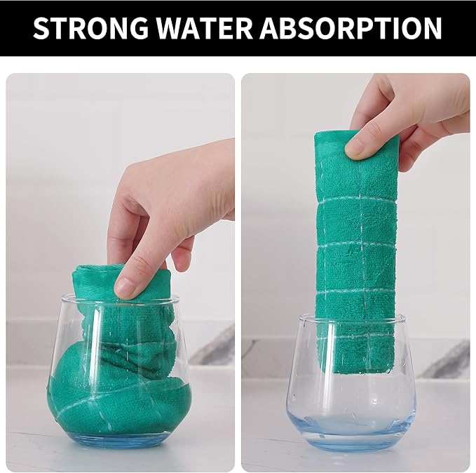 Homaxy 100% Cotton Terry Kitchen Dish Cloths, Ultra Soft and Absorbent Dish Towels for Kitchen, Suitable for Drying and Washing Dishes, 8 Pack, 12 x 12 Inches, Turquoise