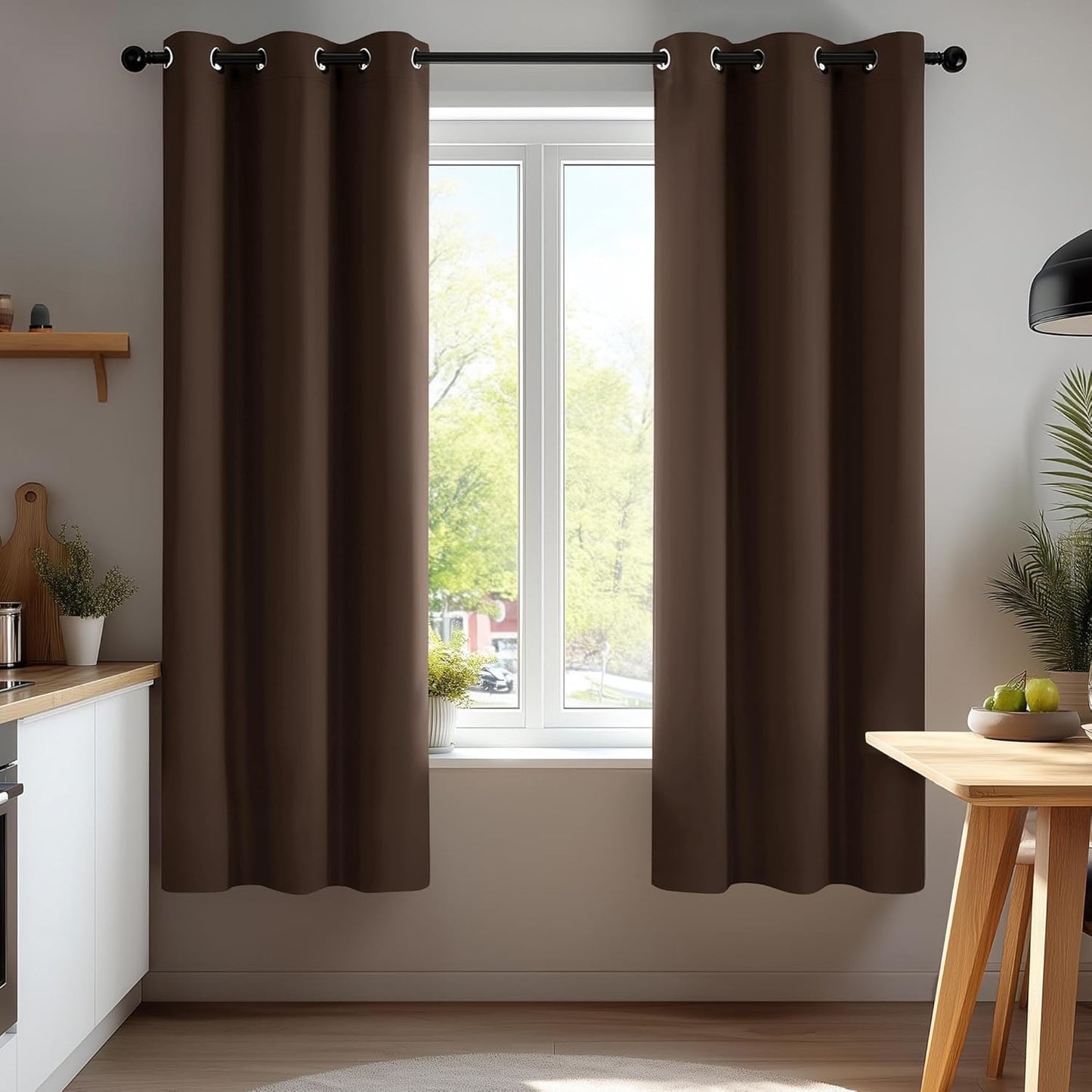 Deconovo Blackout Curtains for Bedroom – Set of 2 42W x 45L Inch Thermal Insulated & Noise Reducing Panels–Home Window Room Darkening Sustainable Grommet Drapes for Living Room and Nursery, Chocolate
