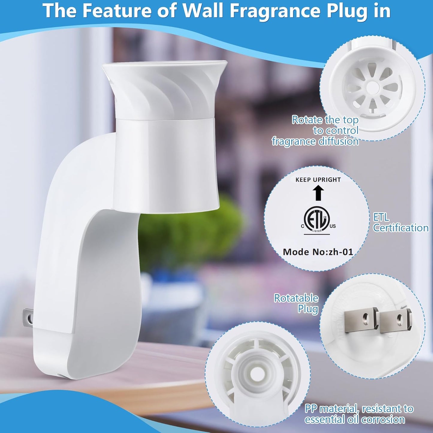 2 Pack Wall Fragrance Plug in Compatible with Bath and Body Works WallFlower Fragrances, ETL Certified, Rotatable, Precise Scent Control Fragrance Diffuser Plug for Home, Office (White)