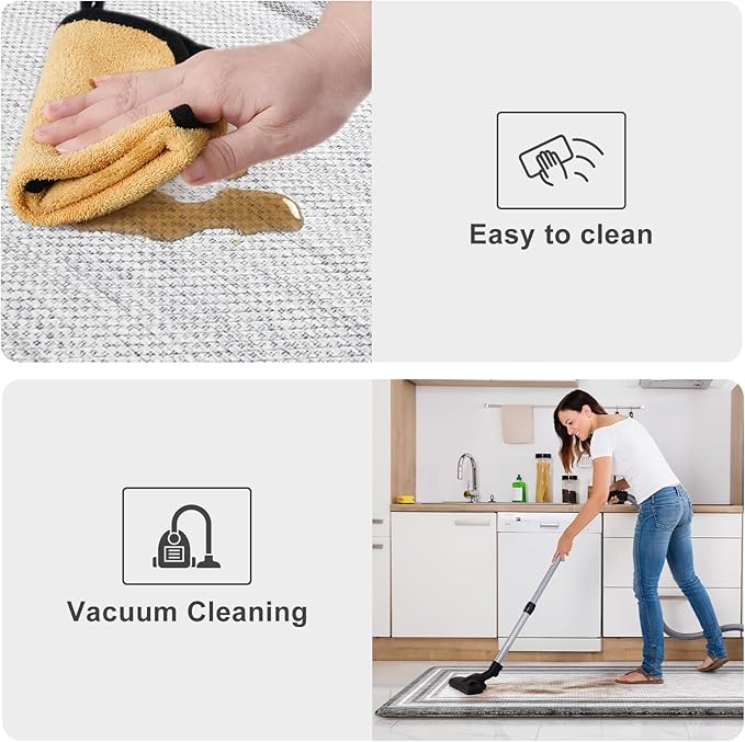 KIMODE Kitchen Mats for Floor Cushioned Anti Fatigue, Farmhouse Kitchen Runner Rug, Non Slip Kitchen Floor Mat, Comfort Padded Standing Desk Mat for Sink Laundry Office Gray 20"x71"