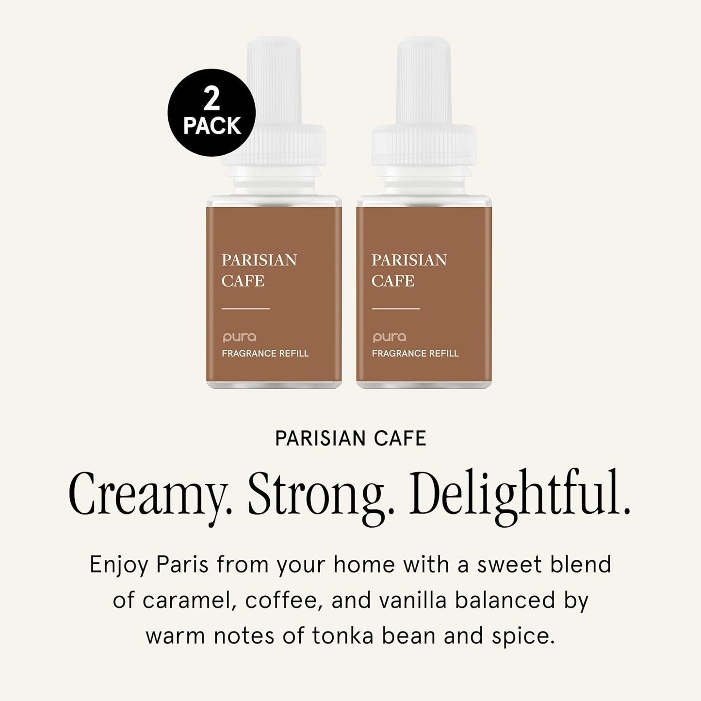 PuraHome Scent Refill - Smart Home Air Diffuser - Up to 120-Hours of Luxury Fragrance per Refill - Home Essential - Clean & Safe Diffuser Fragrance - 2 Pack, Parisian Café