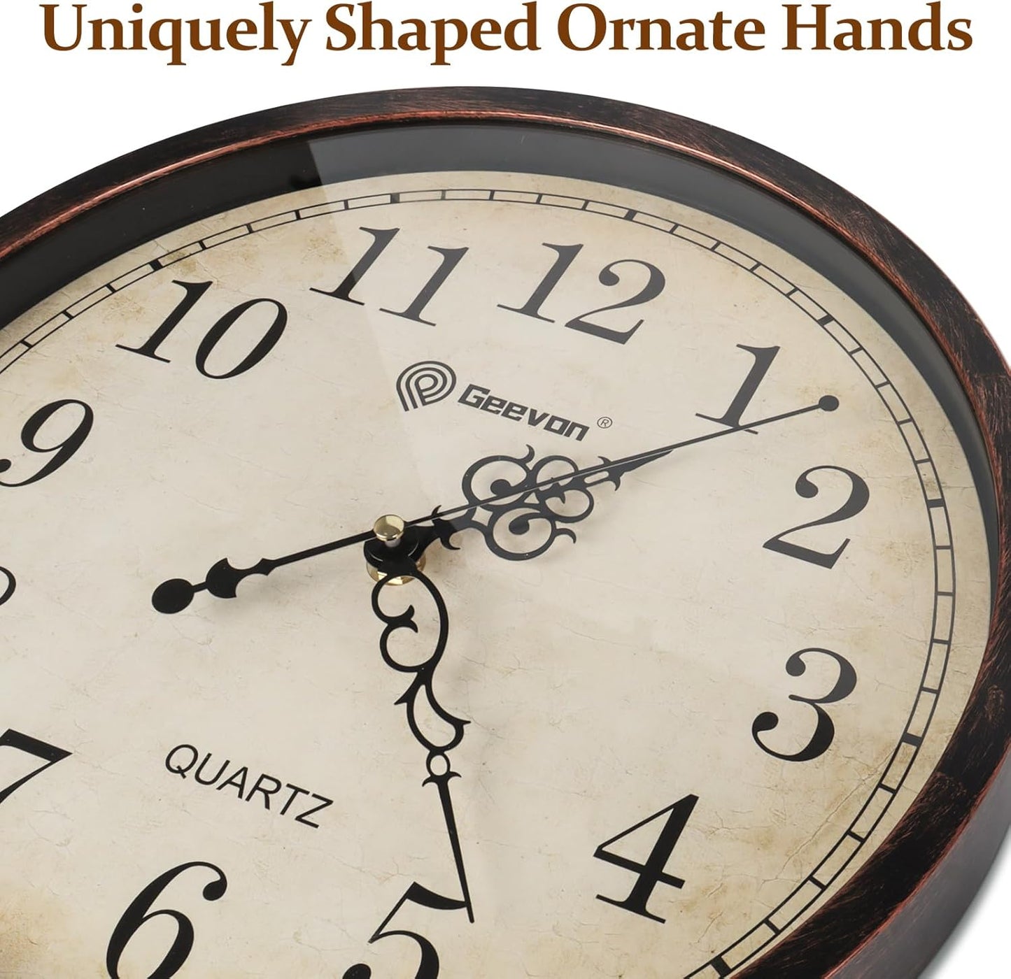 Geevon Retro Silent 12 Inch Wall Clock Non Ticking, Rustic Vintage Clock Quartz Decorative, Battery Operated Wall Clock for Kitchen/Office/Classroom/Bedroom/Living Room Decor