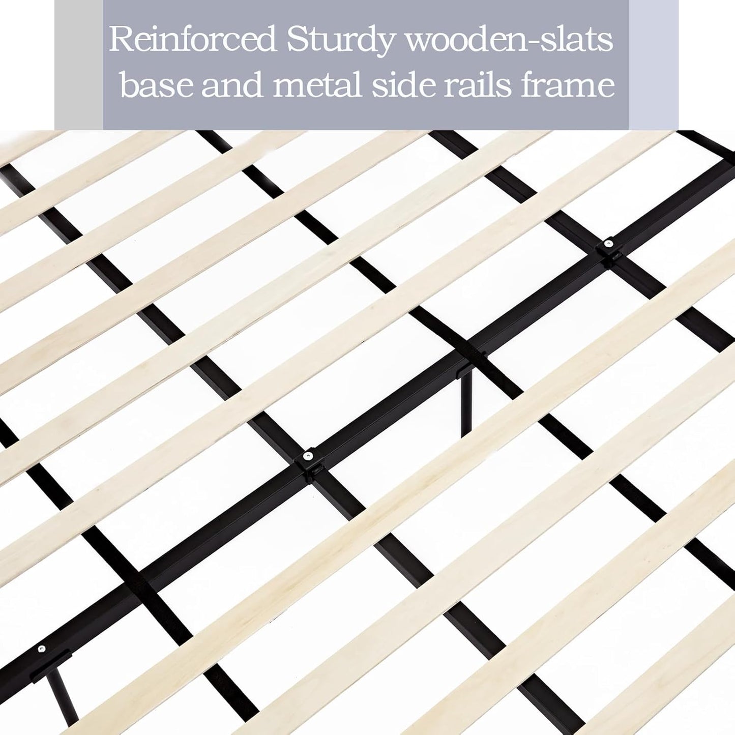 King 54" Tall Headboard Wingback Upholstered Platform Bed Frame Elegant Simplicity Boucle for Kids Teens Adults Bedroom Strong Wood Slats Support No Box Spring Needed Easy Assembly Ivory