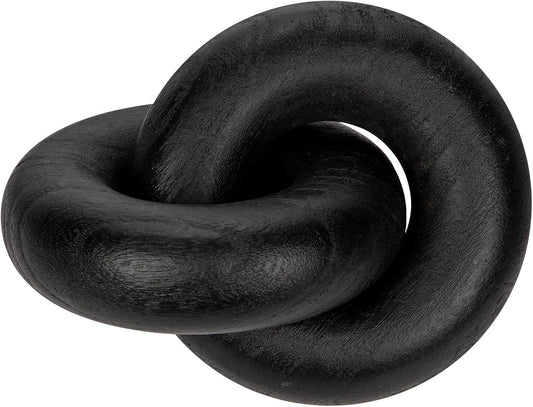 Table Decor Handcrafted Wooden Knot Sculpture Decor – Modern Nordic Style Decorative Accent for Home, Office, Shelf, and Console Table – Matte Black Finish, 7"x4.7"