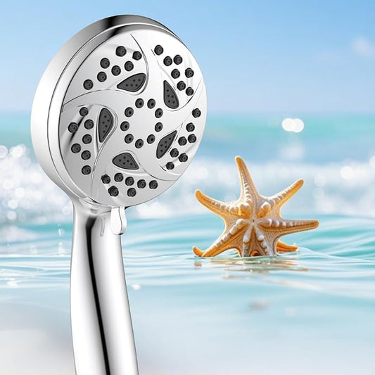 Hand Held Shower Head, High Pressure 6 Spray Mode Handheld Showerhead, Chrome Shower Head with 59 Inch Stainless Steel Hose and Adjustable Bracket