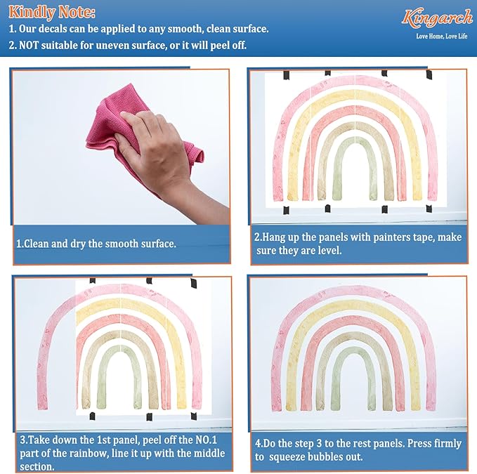 Large Pink Rainbow Wall Decals, Boho Dots Peel and Stick Fabric Nursery Wall Decor, Removable Home Room Wall Decor Murals Stickers for Kids Girls Toddler Bedroom Living Room Playroom